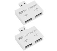 ECSiNG 2 adattatori hub USB 2.0 maschio a 2 porte USB caricabatterie splitter adattatore da 1 a 2 hub di ricarica Extender USB doppio caricatore per telefono cellulare laptop, bianco