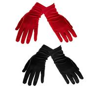 ECSiNG 2 Paia Guanti Corti In Raso Guanti Per Costume Da Tea Party Di Halloween Guanti Da Abito Da Donna Guanti Da Opera Per Banchetti Di Nozze Per Feste Di Ballo 22 Cm Nero E Rosso