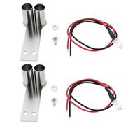 ECSiNG 2 Pezzi 1/10 RC Car Simulazione Tubo Di Scarico Per 1/10 Scala Drift Car 49,9x22,1x18,4mm RC Simulazione Tubo Di Coda Con LED Luce Filo Bulloni Viti Doppio Foro