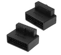 ECSiNG 2 Pezzi Adattatore USB 3.0 19/20 Pin Da 90 Gradi Maschio A Femmina Presa Ad Angolo Retto Con Rotazione A L Per Scheda Madre Del Computer (1 Angolo Verso l'alto E 1 Angolo Verso Il Basso)