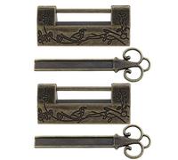 ECSiNG 2 Pezzi Lucchetti Antichi Con Chiavi In Stile Cinese Fiore Uccello Intagliato Serratura Decorativa Per Portagioie Mini Armadi Cassetti Scatole Regalo Bronzo