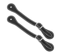 ECSiNG 2pcs Cinghie per Speroni in Pelle Nero Regolabili Cinghie per Speroni in Pelle Bovina Monostrato per Cavalieri