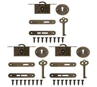 ECSiNG 3 Set Serratura Per Armadietto Lucchetto Per Portagioie Decorativo Squisito Con Chiavi E Viti Scatola Di Legno Vintage Serratura Per Mobili Scatola Piccola Serratura Bronzo Antico