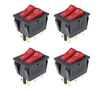 ECSiNG 4 Interruttori A Bilanciere Rettangolari Doppi On-Off LED Rosso 230V 16A Per Applicazioni In Cui 2 Circuiti Devono Essere Commutati