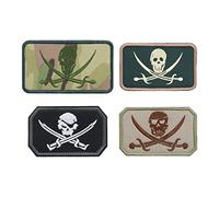 ECSiNG 4 Pezzi Toppa Bandiera Pirata Testa Di Teschio E Spada Incrociata Jolly Roger Morale Tattico Gancio E Anello Distintivo Ricamato Bracciale Emblema Applique Per Zaino Giacca Cappello