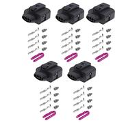 ECSiNG 5 Set Di Connettori Femmina A 4 Pin Per Auto Con Terminali Femmina E Guarnizioni Sensore Pressione Aspirazione Auto Connettore Femmina 1J0973704 Compatibile Con VW Compatibile Con Audi