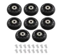 ECSiNG 8pcs 70mm 82A Pattinaggio Ruote con ABEC-7 608ZZ Cuscinetto per Ragazzi & Ragazze Indoor Outdoor Equitazione ricreativa con 6mm Bianco Distanziatori di Plastica Sostituzione Nero PU