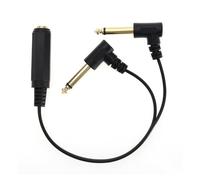 ECSiNG Cavo splitter da 6,35 mm TRS stereo da 1/4 femmina a 2 TS mono 1/4 maschio ad angolo retto cavo adattatore splitter a Y per amplificatore per chitarra pianoforte apparecchiature home theater