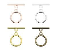 ECSiNG Confezione da 4 con 80 set di chiusura a levetta in metallo rotondo con chiusura a T, accessori per gioielli fai da te per creare collane e bracciali