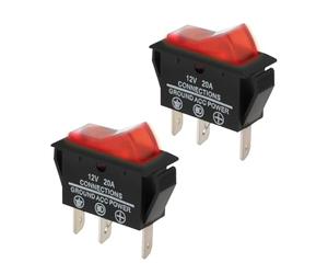 ECSiNG Interruttore a bilanciere a 3 pin a 2 posizioni, 12 V, 20 A, colore rosso, compatibile con Electrolux Dometic Caravan Frigorifero, 2 pezzi