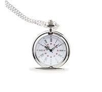 ECSiNG Orologio da tasca con Auartz vintage lucido liscio classico con catena per uomo donna compleanno giorno di compleanno San Valentino, argento, vintage/classico
