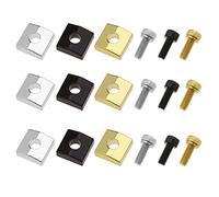 ECSiNG Set di 9 dadi di bloccaggio per chitarra elettrica e viti per ponte tremolo, chitarra elettrica, doppio blocco di metallo a dondolo, blocco per corde nere, argento, oro