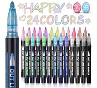 ECtury Pennine Glitterate Colorate, Regalo Pasqua Bambina 4-12 Anni, Pennarelli Glitter Metallici 24 Colori per Disegni e Scrapbook