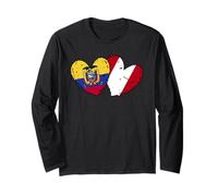 Ecuador Perù Cuori Bandiera Ecuadoriano Peruviano Amicizia Maglia a Manica