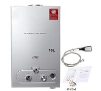 ECUTEE 10L 20KW Scaldabagno a Gas di Petrolio Liquefatto Propano/GPL, Istantaneo Senza Serbatoio con Kit Doccia, Per Docce da Esterno, Argento