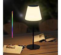 Ecvivk Lampada da tavolo a energia solare per esterni, con sensore di luce, dimmerabile, luce bianca calda e RGB LED, senza fili, portatile, ricaricabile, per interni, esterni,terrazza,campeggio.