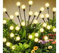 ECXHYDG Luci solari da giardino, luci solari per esterni, luce lucciola per decorazione patio, decorazione per vialetti, luci bianche calde (confezione da 4 - 32 LED)