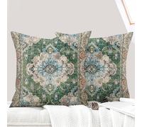 ECZOIL Set da 2 federe decorative in stile boho 50x50 cm, con chiusura lampo nascosta, per divano, poltrona, camera da letto, casa - Verde