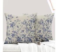 ECZOIL - Set di 2 federe decorative per cuscini, 50 x 50 cm, fiori, federa per divano decorativa, design di piante con fiori selvatici, federa per cuscino per casa, soggiorno, camera da letto e