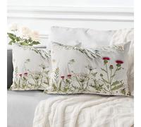 ECZOIL Set di 2 federe decorative per cuscino, 40 x 60 cm, motivo fiori selvatici, per camera da letto, fattoria, soggiorno, fiori colorati