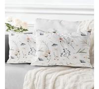 ECZOIL Set di 2 Federe Decorative per Cuscino 40x60 cm Fiori Federa per Divano Decorativa Motivo Piante a Fiori Selvatici Fodera per Cuscino per Camera e Casa Chiusa Soggiorno - Fiori a Tinta Unita