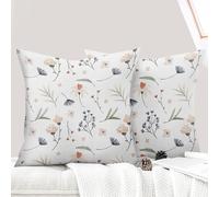 ECZOIL Set di 2 federe decorative per cuscino, 45 x 45 cm, motivo fiori selvatici, per casa, soggiorno, camera da letto e fattoria, fiori solidi