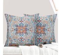 ECZOIL Set di 2 Federe Decorative per Cuscino 45x45 cm, Stile Boho Etnico Vintage, per Divano, Taie d'oreiller 18x18 Pollici, per Casa, Salotto, Camera, Divano Bohémien, Art Déco - Arancione Blu
