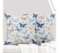 ECZOIL Set di 2 federe decorative per cuscino, 50 x 50 cm, motivo fiori selvatici, per camera da letto e fattoria casa, soggiorno, motivo: farfalla