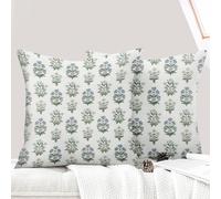 ECZOIL Set di 2 federe decorative per cuscino, 50 x 50 cm, motivo fiori selvatici, per camera da letto, fattoria, soggiorno, fiori bianchi blu