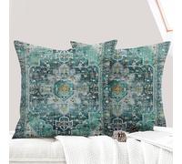 ECZOIL Set di 2 federe decorative per cuscino, 50 x 50 cm, stile bohémien, stile vintage, in divano, per casa, soggiorno, camera da letto, divano, stile bohémien, colore: Ciano