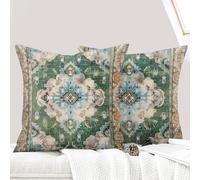 ECZOIL Set di 2 federe decorative per cuscino, 60 x 60 cm, stile bohémien, stile vintage, in divano, per casa, soggiorno, camera da letto, divano, bohémien, in stile vintage, colore: verde