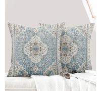ECZOIL Set di 2 federe decorative per cuscino, 60 x 60 cm, stile bohémien, stile vintage, per divano, casa, soggiorno, camera da letto, colore: blu cielo