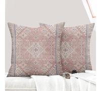 ECZOIL Set di 2 federe per cuscino, 40 x 40 cm, stile bohémien, stile etnico, per casa, soggiorno, camera da letto, colore: rosa
