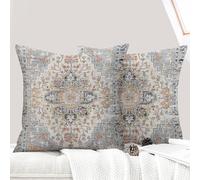 ECZOIL Set di 2 federe per cuscino, 45 x 45 cm, motivo Boho etnico vintage, cuscini decorativi, 18 x 18 pollici, per casa, soggiorno, camera da letto, colore: blu grigio