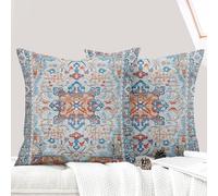ECZOIL Set di 2 Fodere Decorative per Cuscino 60x60 cm Stile Boho Etnico Vintage per Divano, Taie d'oreiller 24x24 Pollici per Casa, Soggiorno, Camera, Divano, Bohémien, Art déco - Arancione Blu