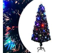 Ed Christmas Tree 240 cm, Green Fiber Optic with Star Topper, Durable Steel Stand, 380 Branches, 5-Color s, for Indoor & Protected Outdoor Holiday Decor