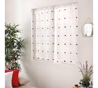 ED ENJOY HOME Coppia di vetrate passanti, bianco, 60 x 160 cm, motivo bordeaux rotondo ricamato, 100% poliestere, collezione Smarties