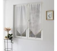 ED ENJOY HOME Coppia di vetri bianchi 60 x 90 cm, passano bastone, lino e poliestere, proteggono dagli sguardi esterni, per camera da letto e soggiorno