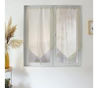 ED ENJOY HOME Coppia di vetri ecru 60 x 120 cm, passante per bastone, lino e poliestere, protegge dagli sguardi esterni, per camera da letto e soggiorno