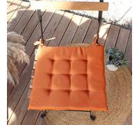 ED ENJOY HOME Galette per sedia all'aperto e interni, arancione cognac, 40 x 40 cm, idrorepellente trattato anti-UV, per giardino terrazzo, spessore 3 cm, con nastri annodati, collezione Waltz