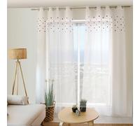 ED ENJOY HOME Tenda bianca 140 x 240 cm, occhielli in metallo, ricamo cuori rossi, per camera da letto e soggiorno