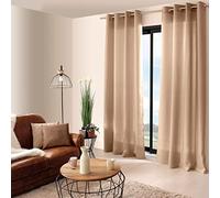 ED Enjoy Home Tenda Decorativa con Occhielli argentati, 140 x 240 cm, Beige Naturale, 100% Poliestere, Satinato, Collezione Basic