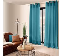 ED ENJOY HOME Tenda decorativa con occhielli argentati, 140 x 240 cm, blu anatra, 100% poliestere, satinato, collezione Basic