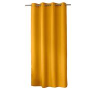 ED ENJOY HOME Tenda decorativa con occhielli argentati, 140 x 240 cm, giallo senape, 100% poliestere, satinato, collezione Basic