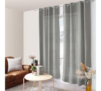 ED ENJOY HOME Tenda grigio chiaro, 140 x 240 cm, occhielli in metallo, tessuto in microfibra, effetto voile di cotone, per camera da letto e soggiorno