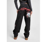 Ed Hardy Bloom Skull Relax Jeans, Nero S