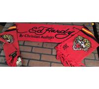 Ed Hardy By Christian Audigier-2000s Rosso Vintage Tigre Sciarpa ~ Mai Indossato