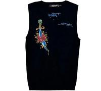 Ed Hardy By Christian Audigier- Vintage Nero senza Maniche Pullover Vest ~ Nuovo