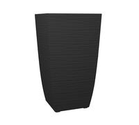 EDA Bac a Fleurs Carré Haut Diva Stone 42 L - avec Bac Amovible - Extérieur ou Intérieur - Décor Vagues - 43,5 x 43,5 x H.78