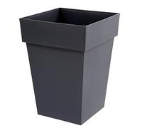 Vaso da fiori quadrato a media altezza EDA Tuscany - 39 x 39 x H 53 cm - 51 L - Grigio antracite